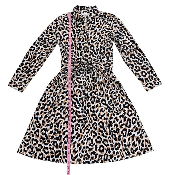 J. Crew leopard print tie-waist shirt dress pockets long sleeve buttons collar 2 - Picture 15 of 16